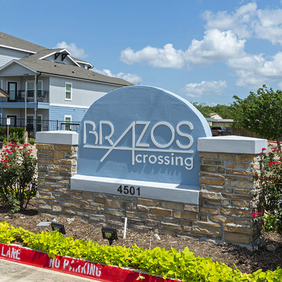 Signage outside of Brazos Crossing in Richwood, Texas