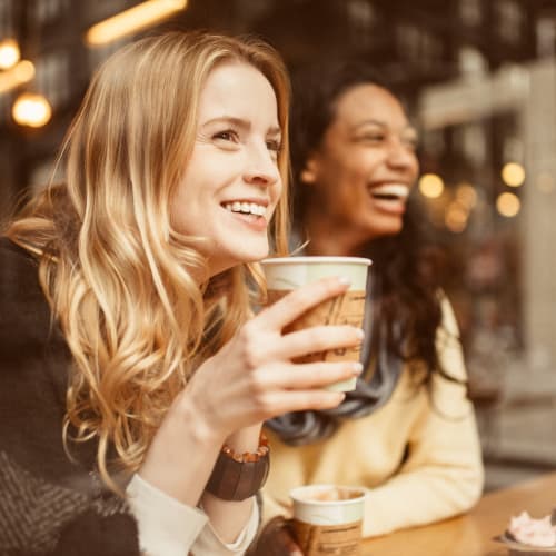 Women enjoying some coffee near Everton Flats in Warrenville, Illinois