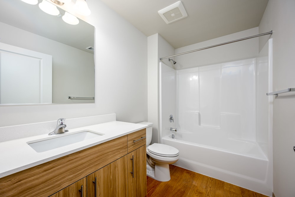 Modern bathroom at The Depot at West Sedro Station in Sedro-Woolley, Washington