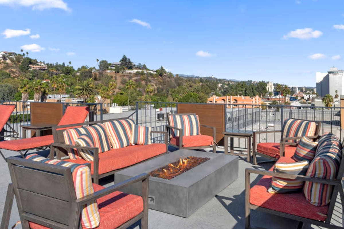 Outdoor firepit with a view at The Ruby Hollywood, Los Angeles, California