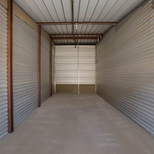 Interior of a storage unit at StorQuest Self Storage in Rancho Cucamonga, California