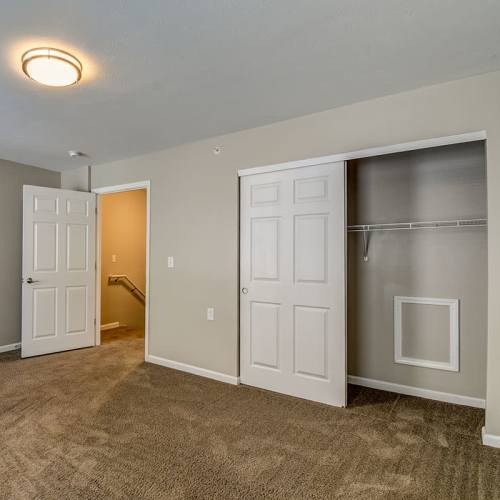 Bedroom of townhome with spacious closets at Hyden Greene in Philippi, West Virginia