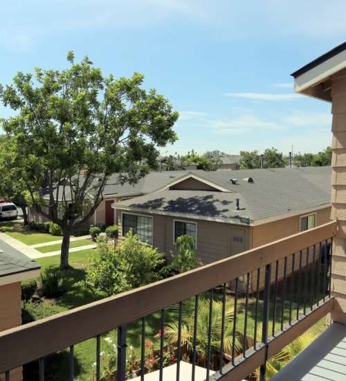 Balcony with a view of the surroundings at The Willows in Escondido, California