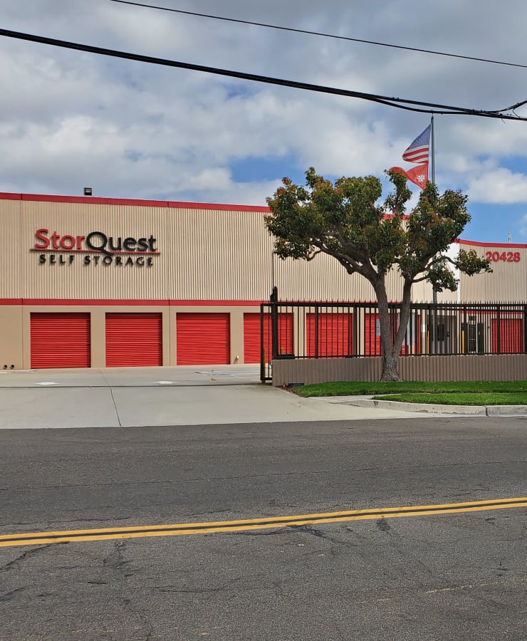 The exterior of the main entrance at StorQuest Self Storage in Torrance, California