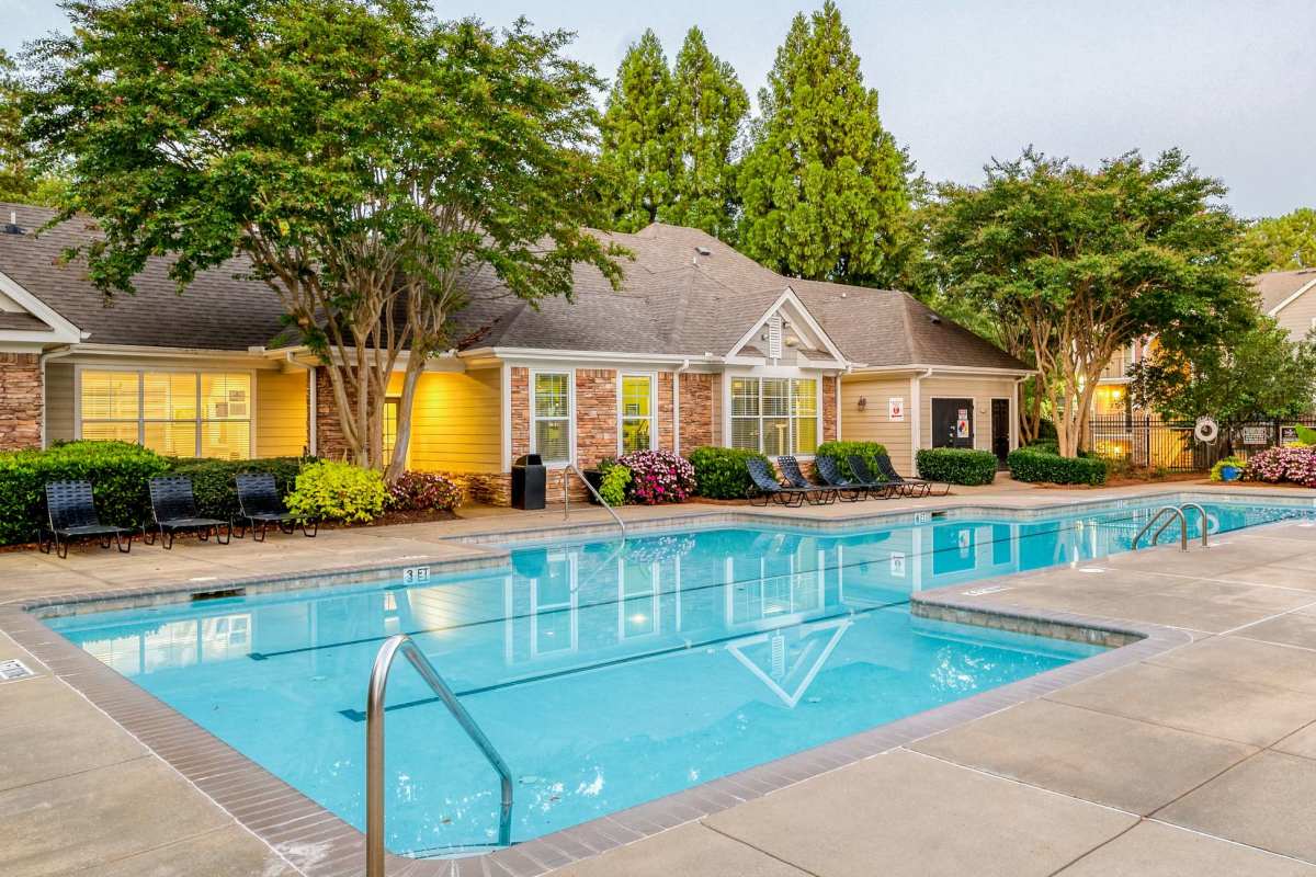 Refreshing swimming pool and sundeck at Legacy Mill in Athens, Georgia
