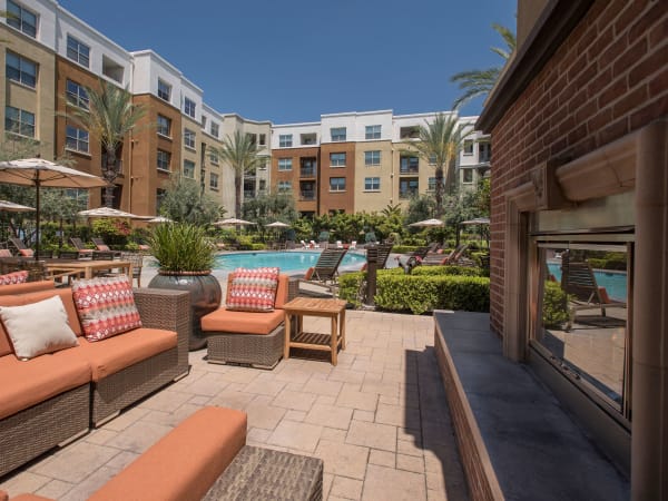 Outdoor lounge area at Paragon at Old Town in Monrovia, California