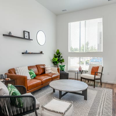 Bright living room at West 38 in Wheat Ridge, Colorado