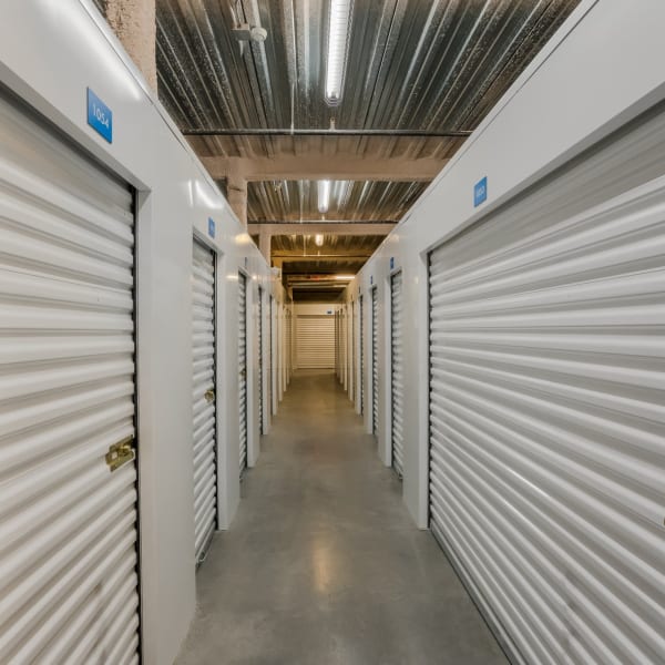 Indoor storage units at StorQuest Self Storage in Miami, Florida