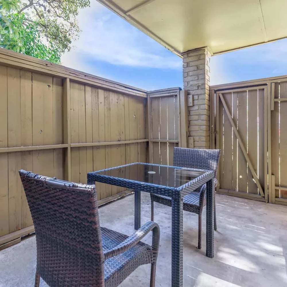 Outdoor patio at Barcelo Apartment Homes in San Antonio, Texas