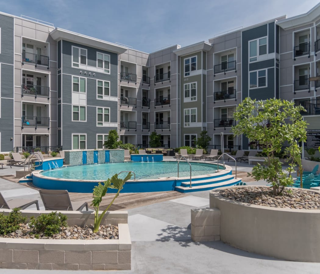 Sparkling swimming pool at Indigo 19 in Virginia Beach, Virginia