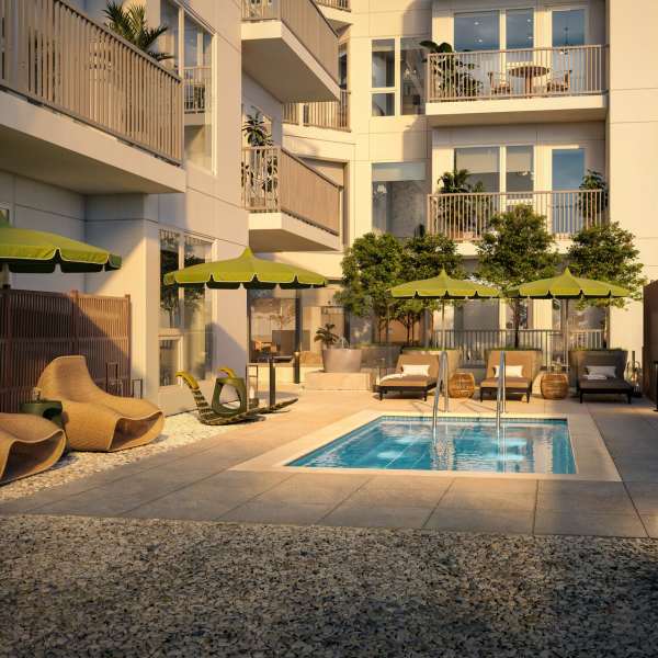 Sundeck & Oversized Spa at Flora + Fauna in San Diego, California