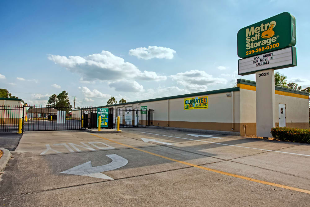 Access gate at Metro Self Storage in Lehigh Acres, Florida