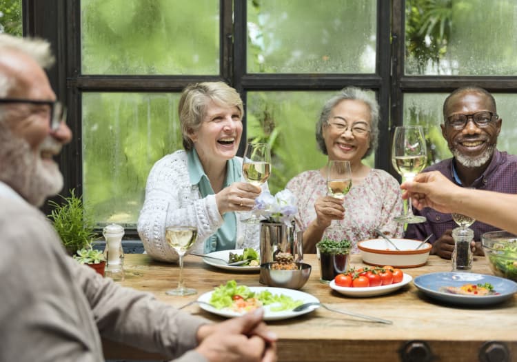 Seniors Drinking Wine at Oakmont Gardens in Santa Rosa, California