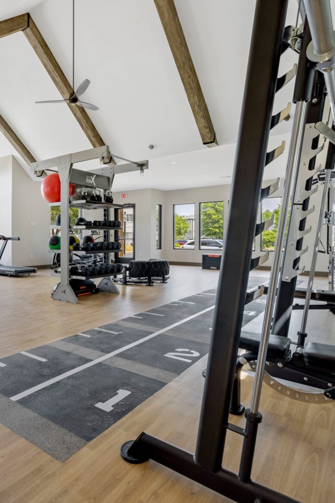 Fitness equipment at Retreat at Waterside in Greenville, South Carolina