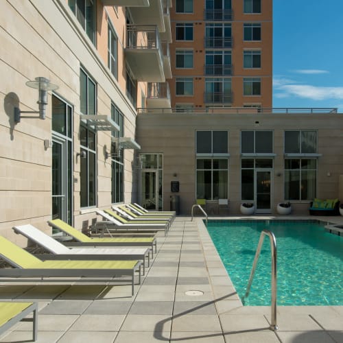 Stunning outdoor pool and lounge at Solaire 1150 Ripley in Silver Spring, Maryland