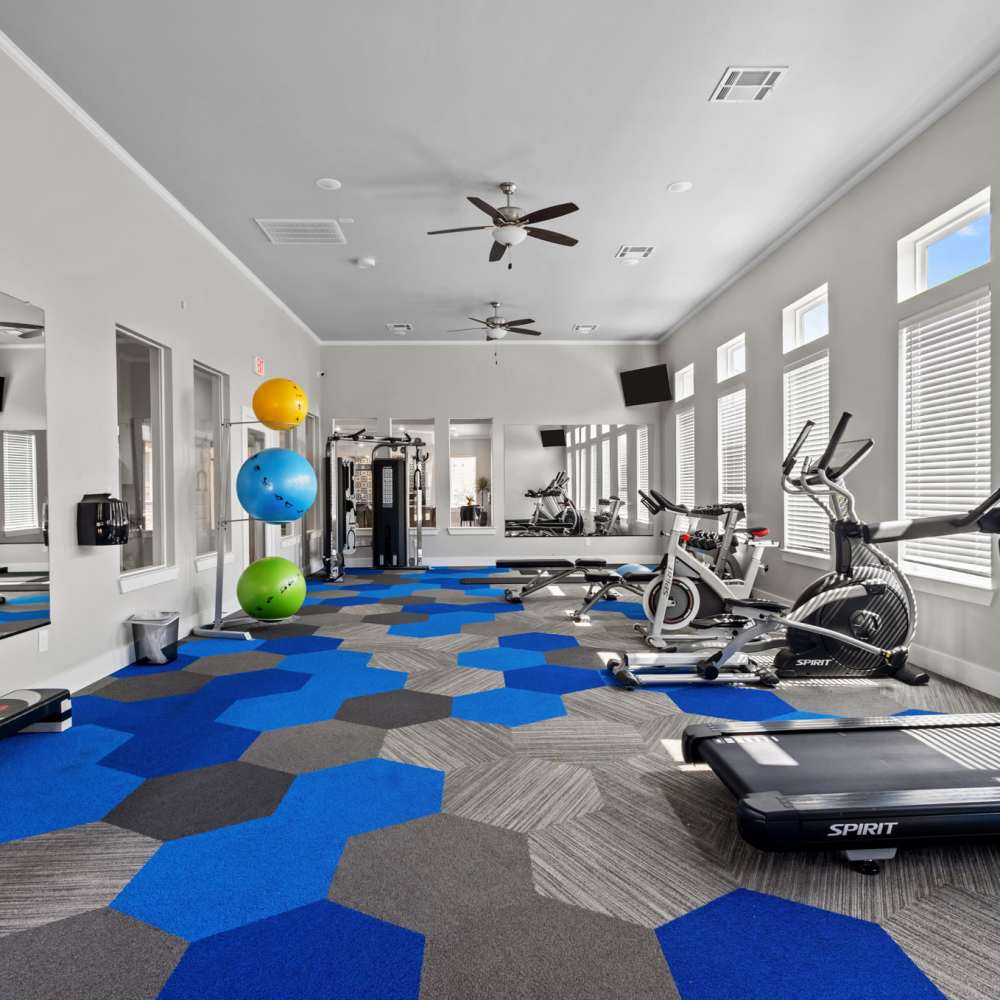 Fully-equipped fitness center at Deer Park in Athens, Texas
