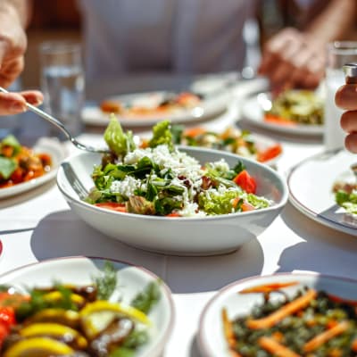 Delicious bowl of salad at Bellrock Sawyer Yards in Houston, Texas