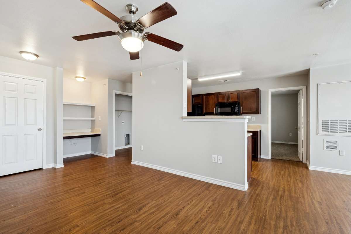 Apartment with wood-style flooring at Horizon Meadows in La Marque, Texas