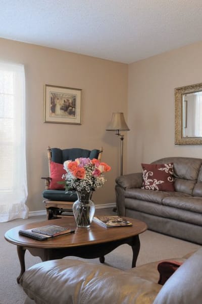 Modern cottage living room at Quail Park of Granbury in Granbury, Texas