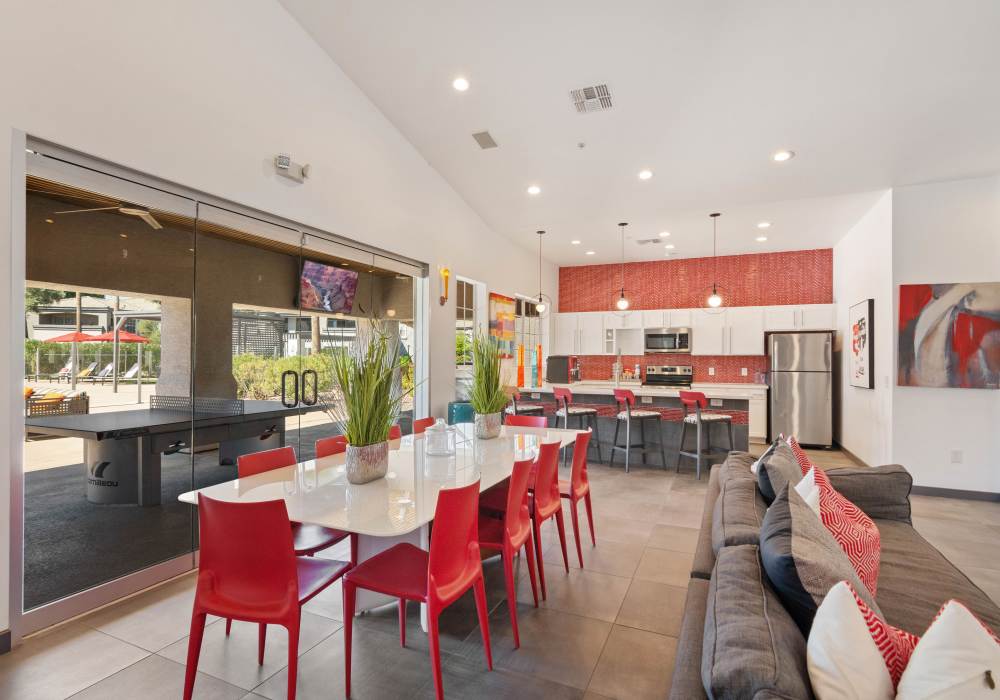 Clubhouse kitchen at Luxe @ Ocotillo in Chandler, Arizona
