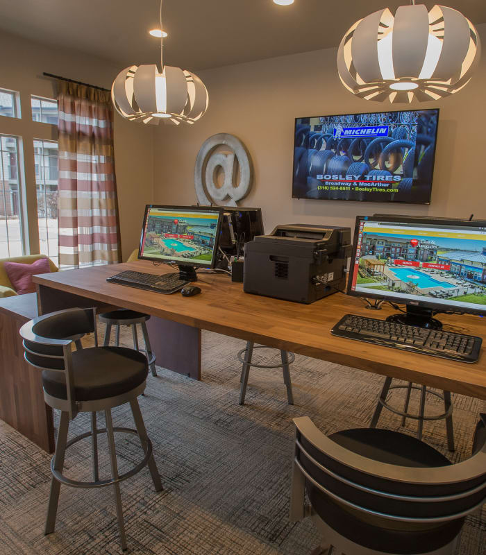 Computer area at Villas of Waterford Apartments in Wichita, Kansas
