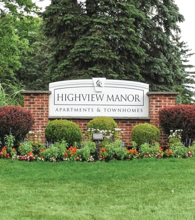 Signage at Highview Manor Apartments in Fairport, New York