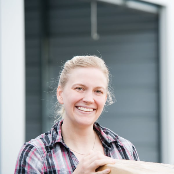 A women outside of a storage unit at StayLock Storage in Mauldin, South Carolina
