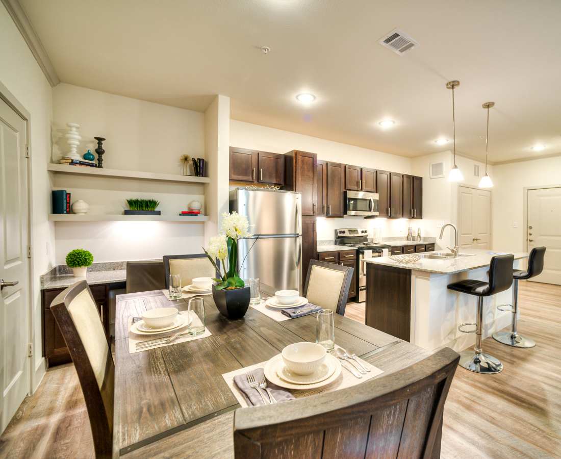 Dining area at Milwee Street Apartments in Houston. TX