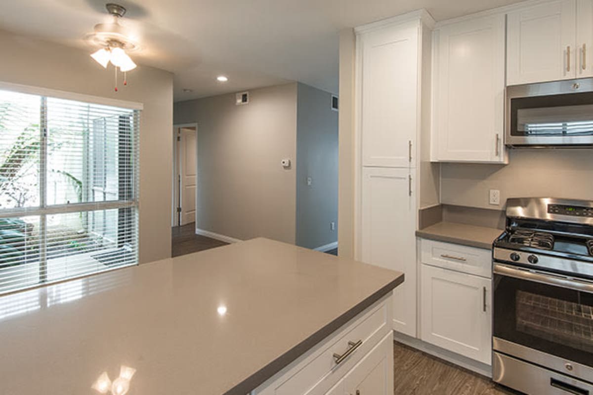 Kitchen with stainless-steel appliances at The Retreat at Thousand Oaks, Thousand Oaks, California