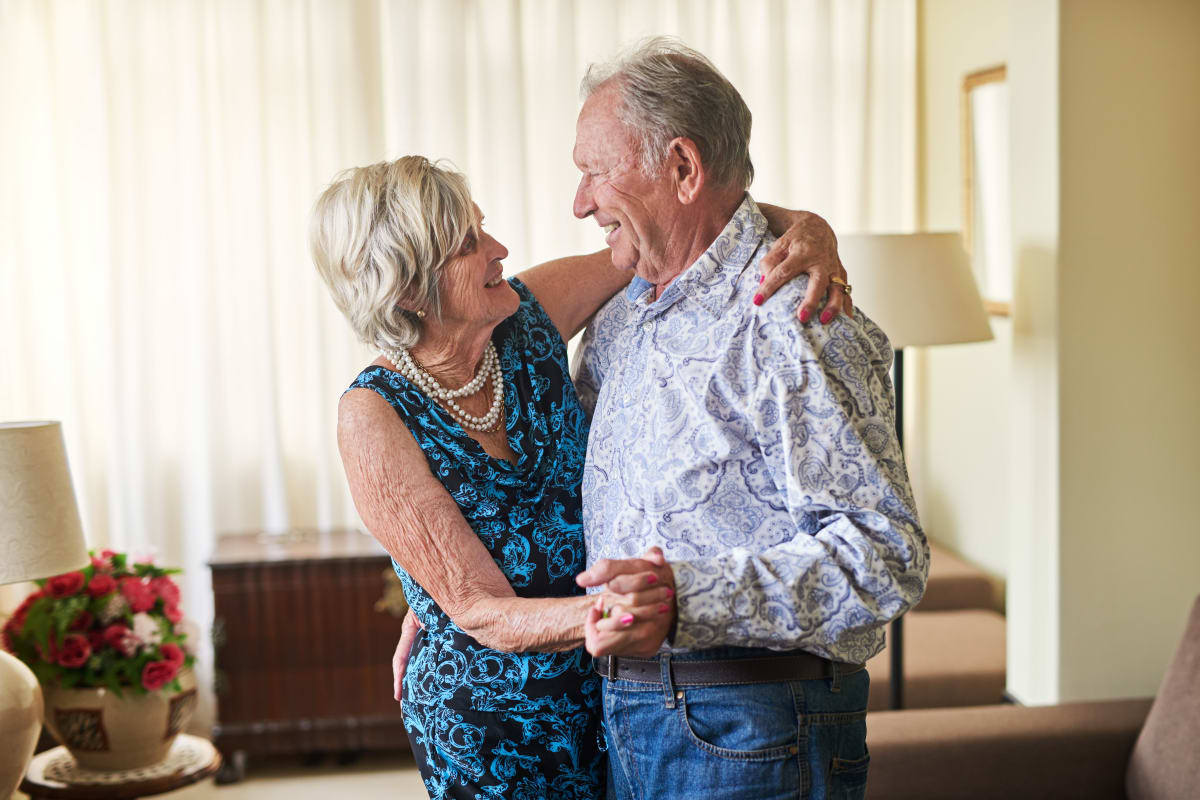 Residents dancing at Hillcrest of Loveland in Loveland, Colorado