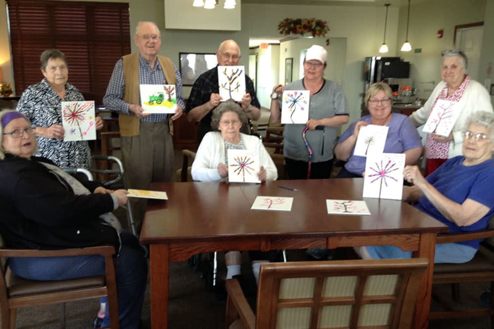 Resident painting group at Clover Ridge Place in Maquoketa, Iowa.