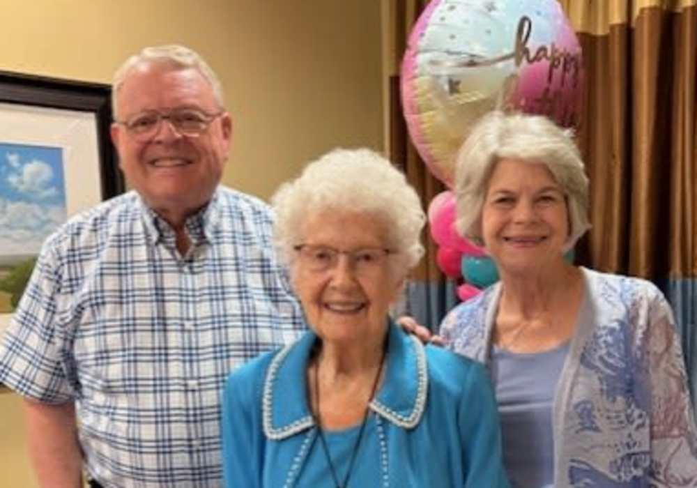 Residents enjoying a birthday party at Truewood by Merrill, Keller in Keller, Texas