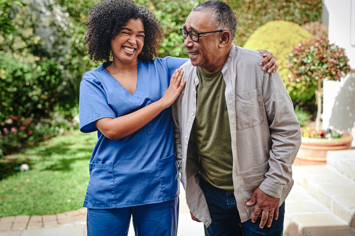 Caregiver and resident at Trustwell Living at Terrebonne Place in Houma, Louisiana