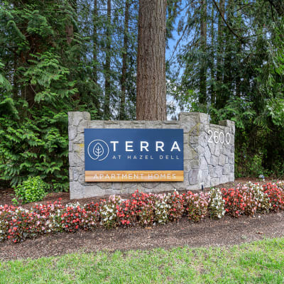 Beautiful landscaping around the community at Terra at Hazel Dell in Vancouver, Washington