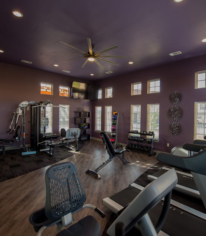 Fitness center at Watercress Apartments in Maize, Kansas