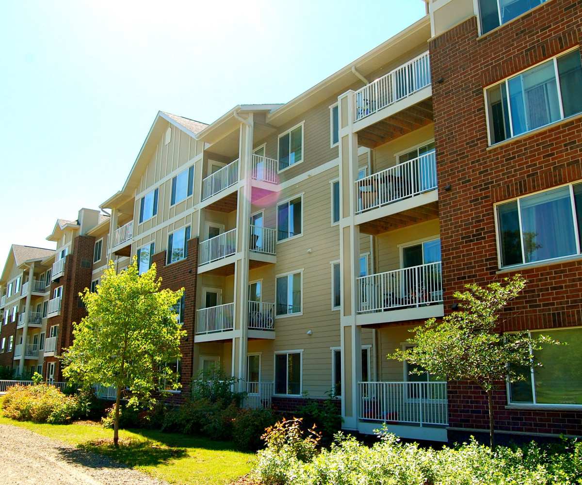 Exterior of apartments at The Crossings At Valley View in Bloomington, Minnesota