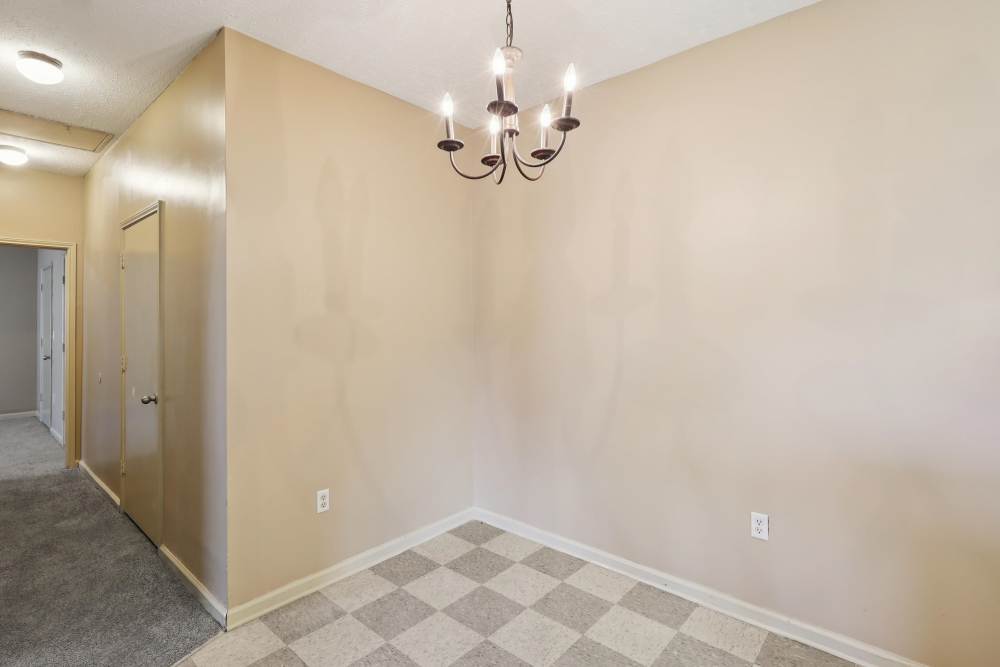 Dining area with hanging light at Camden Park in Canton, Mississippi