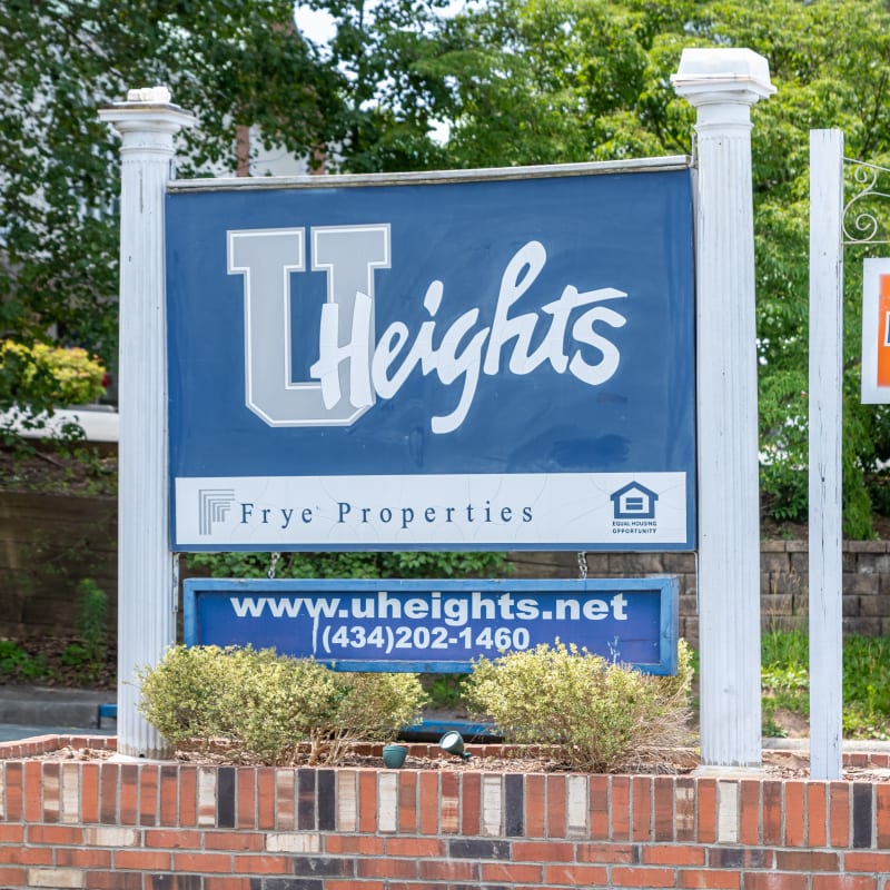 Exterior sign University Heights in Charlottesville, Virginia