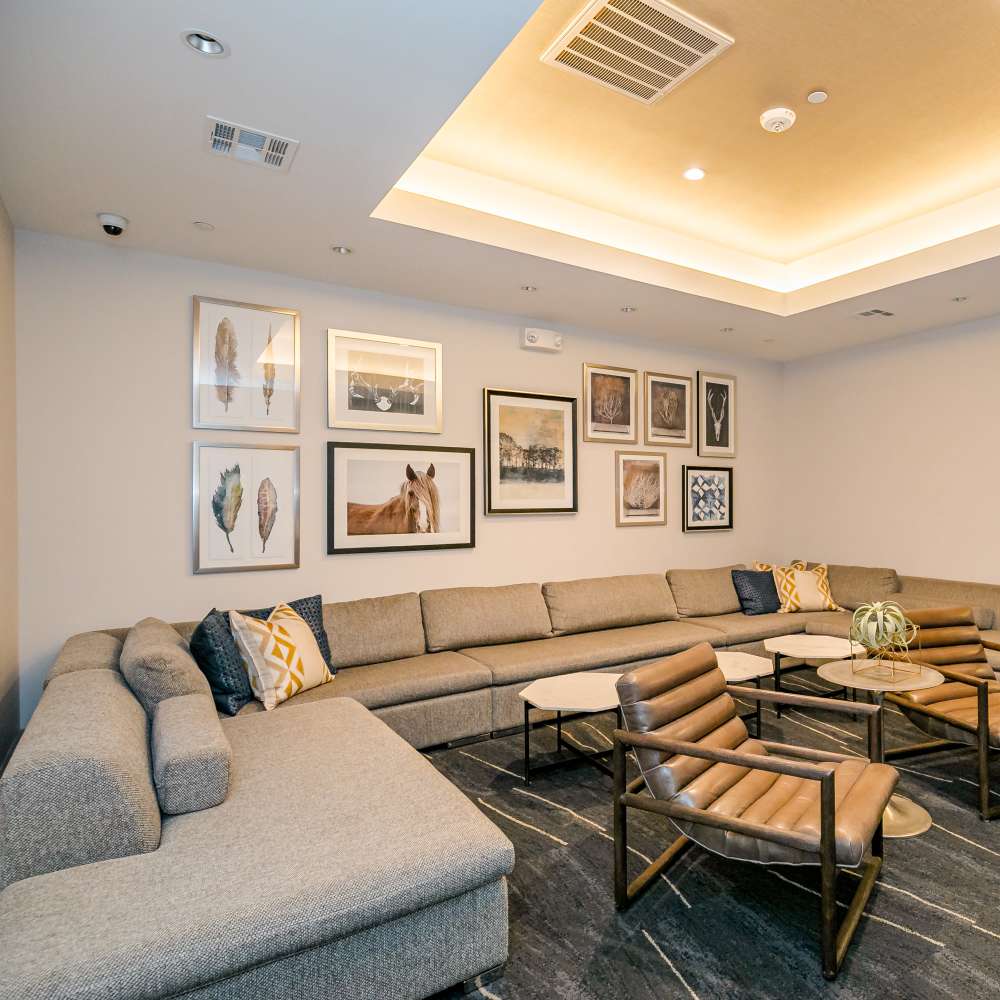 Modern living area at NOVU New Forest in Houston, Texas