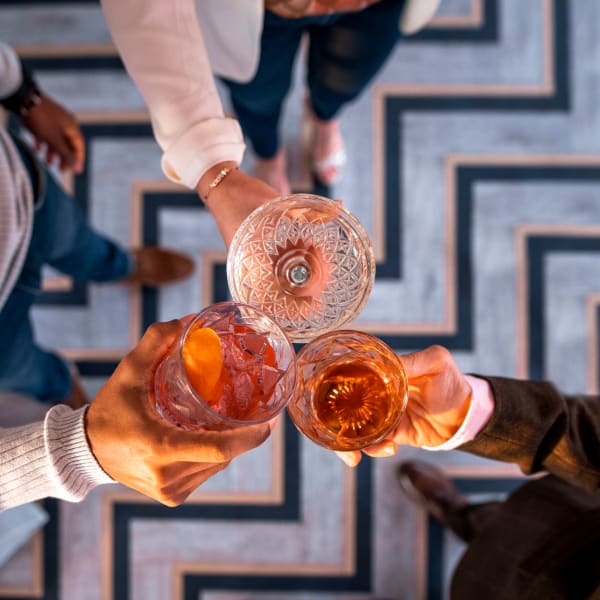 Residents enjoy a cocktail near Scott's Edge, Richmond, Virginia