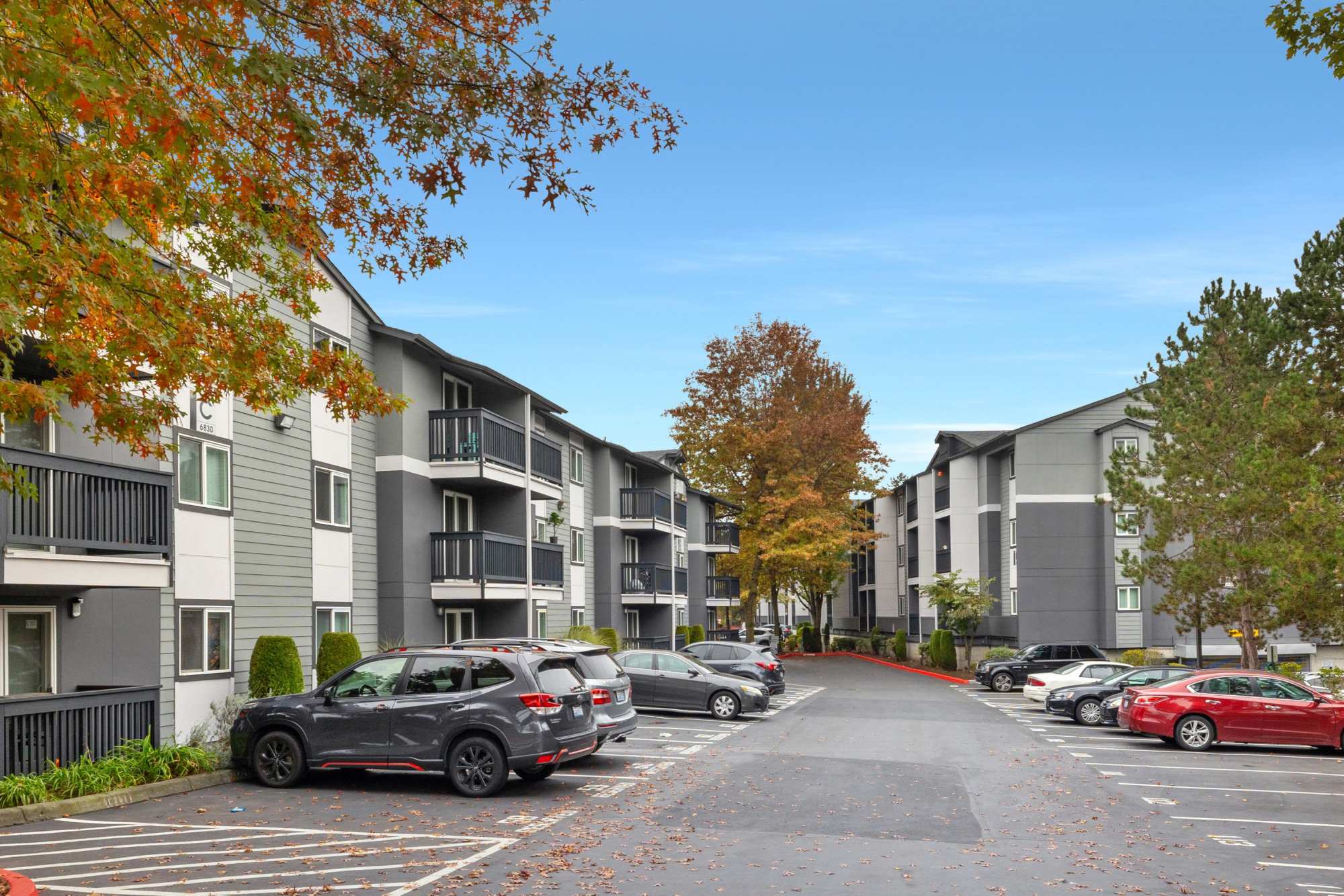 Parking lot of Karbon Apartments in Newcastle, Washington