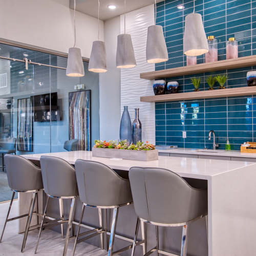 Kitchen in the modern clubhouse at Lotus at Starkey Ranch in Odessa, Florida