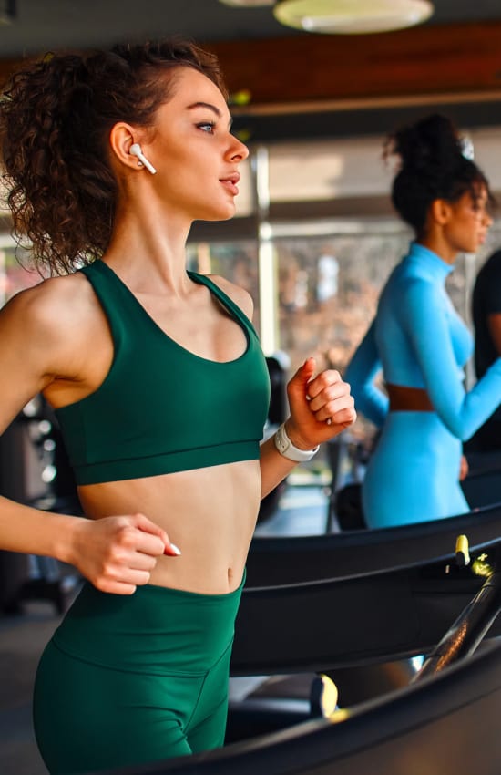 Residents using the treadmills at Montage at Marquis Hills in Williamsburg, Virginia