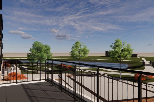 Rendering of a deck view at Randall Residence at Gateway Park in Greenfield, Indiana