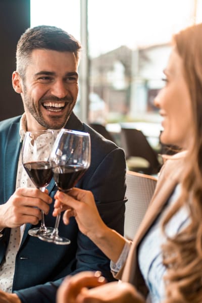 Residents raise a toast near Amanda Regency Apartments, Van Nuys, California