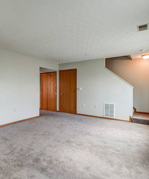 Living room with high ceilings at Cedar Glen II in Morgantown, West Virginia
