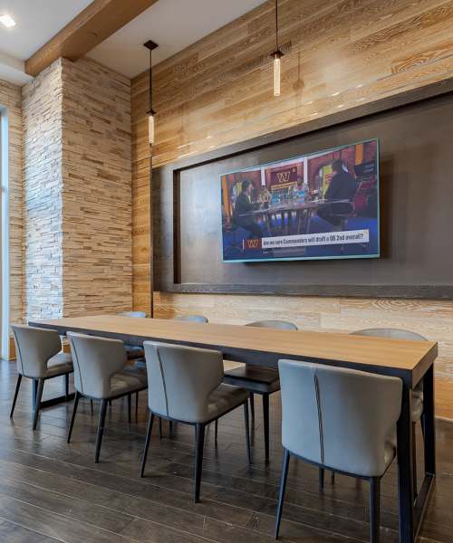Club room with flat screen TV at Jefferson Marketplace in Washington D.C., District of Columbia