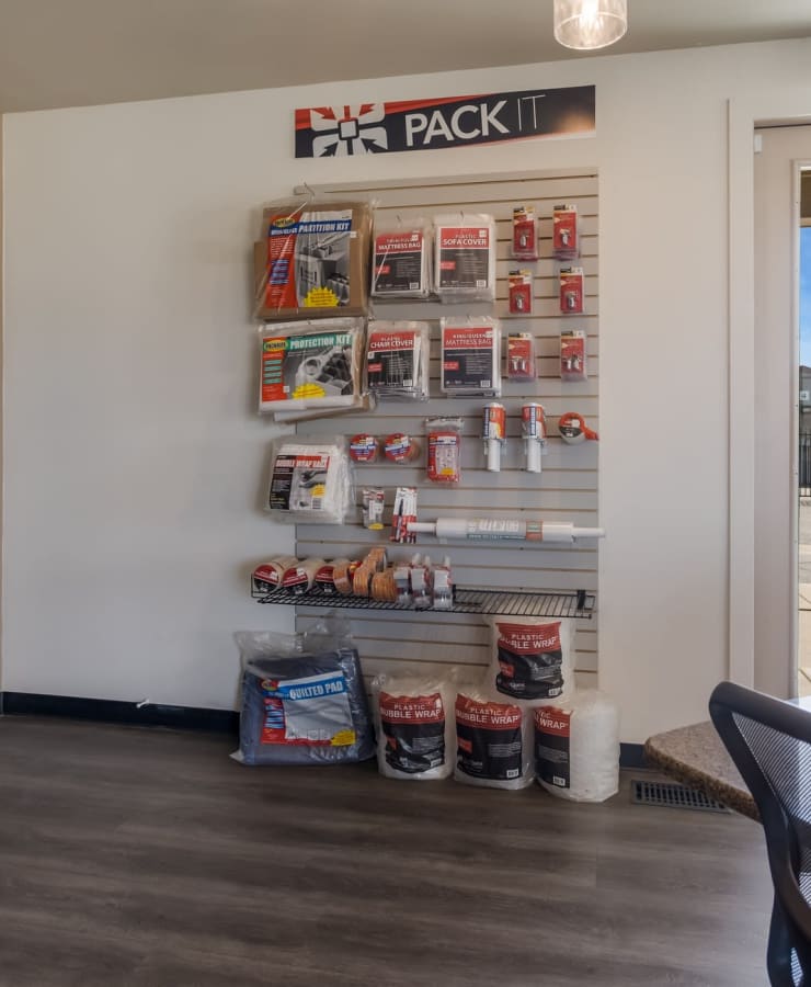 Packing supplies available in the leasing office at StorQuest Self Storage in Aurora, Colorado