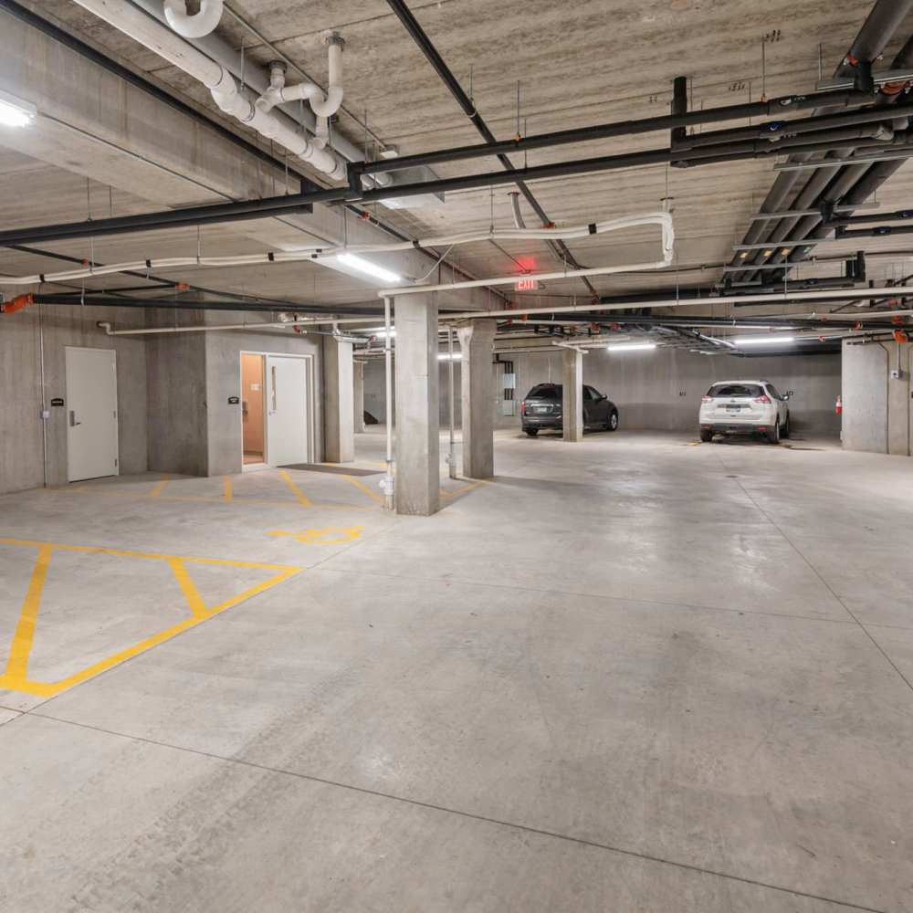 Covered parking area at Depot on Main in Zimmerman, Minnesota
