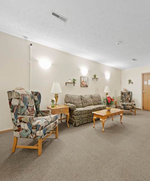 Community room with premium interiors at Heritage Village in Steubenville,Ohio